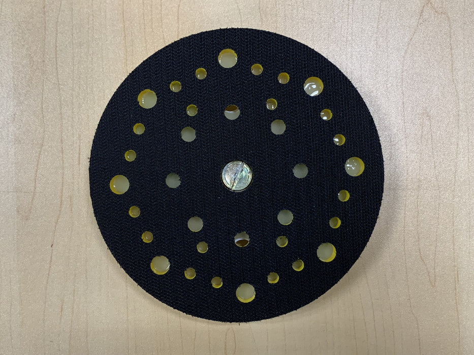 Mangrove 5" Yellow-Foam Common Sanding Velcro Backing Pad 125mm with 10mm PU Thickness. 5/16" Thread. 44 Holes.