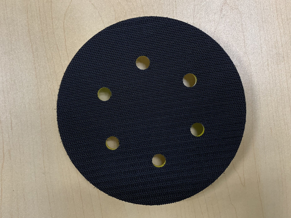 Mangrove 5" Yellow-Foam Standard Sanding Velcro Backing Pad 125mm with 10mm PU Thickness. 5/16" Thread. 6 Holes.