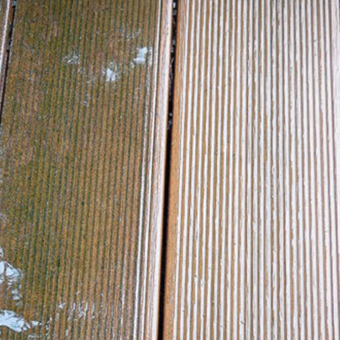 Jost Floor Sander Junior cleaning results on a wooden balcony